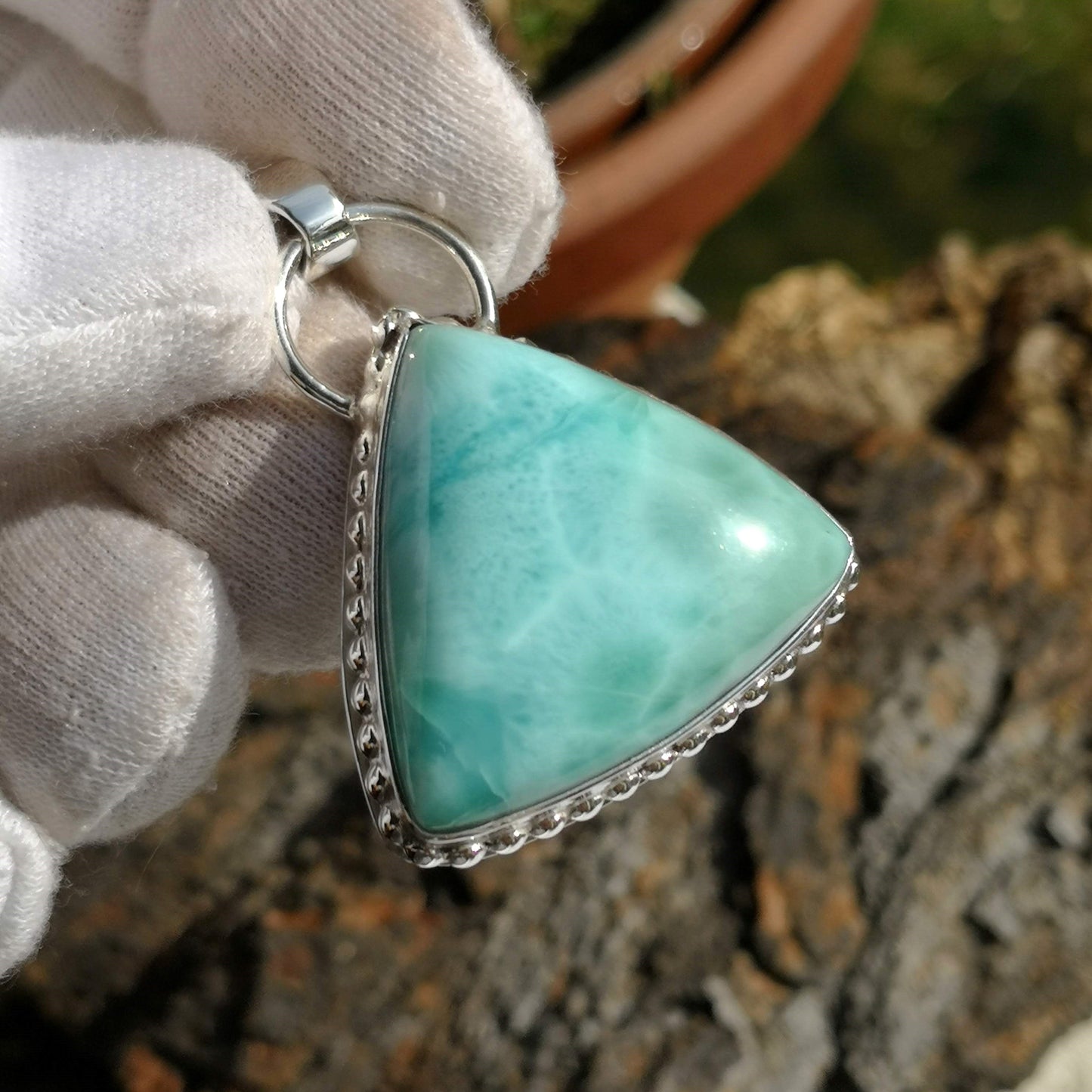 Colgante Larimar en plata de ley